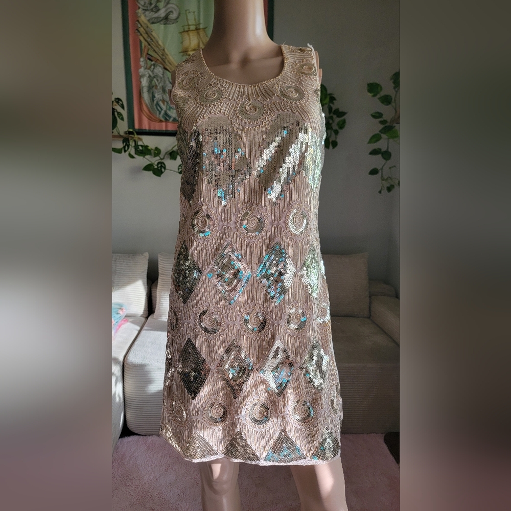 💎Hot Deal💎 Elegant Gold Beige Sequin Dress